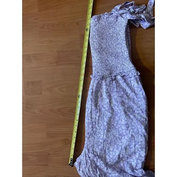 Lost + Wander Women's Lavender Floral Smocked Crop Ruffle Linen Jumpsuit Women’s - Picture 4 of 5